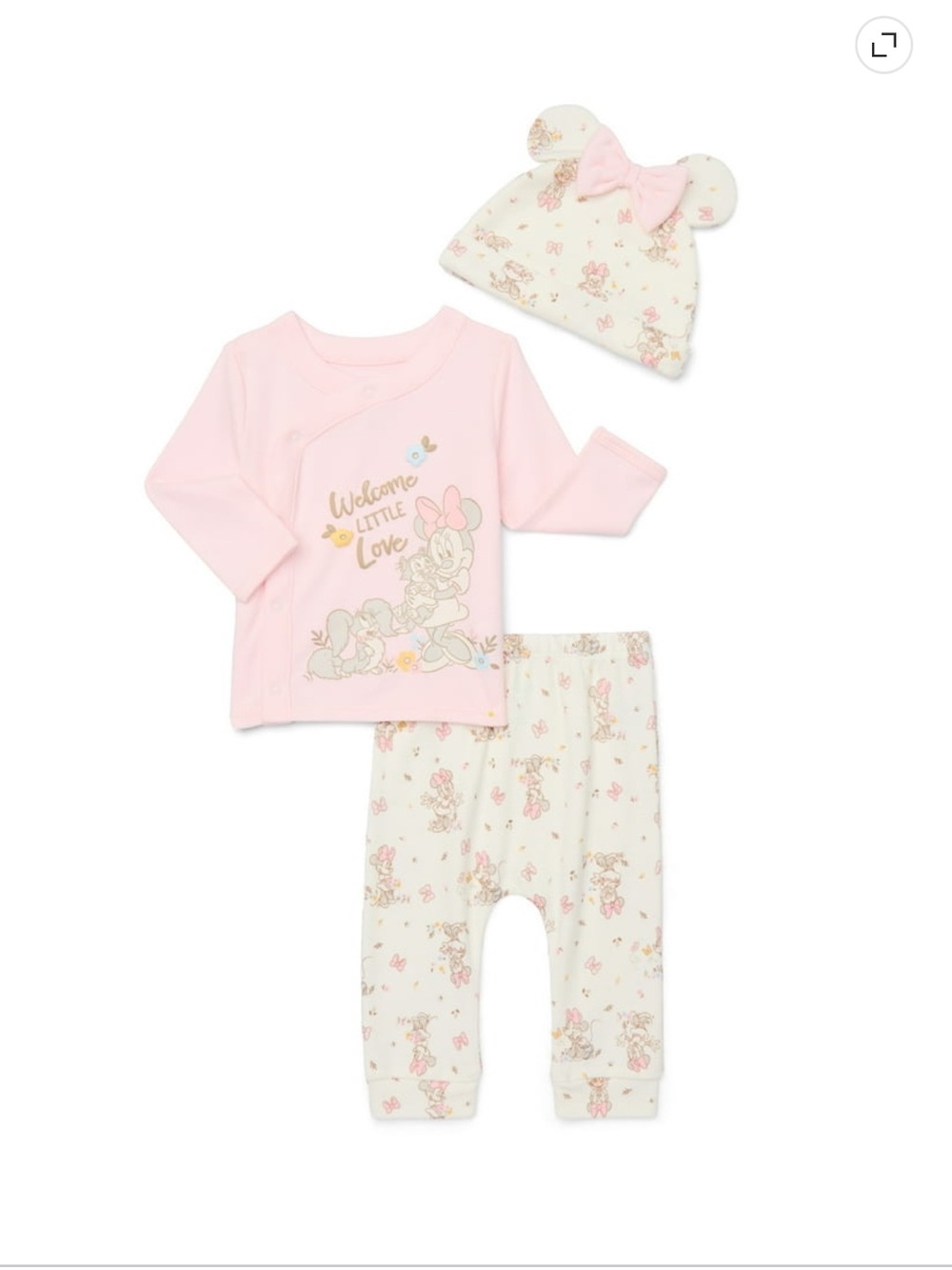 Disney Pink Minnie Mouse 3-Piece Pajama Set with Bow Hat 03M NWOT